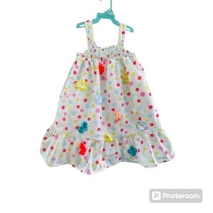 Kids Girls Dress. 5T. White with Multi-Color Polka Dot and Flowe…